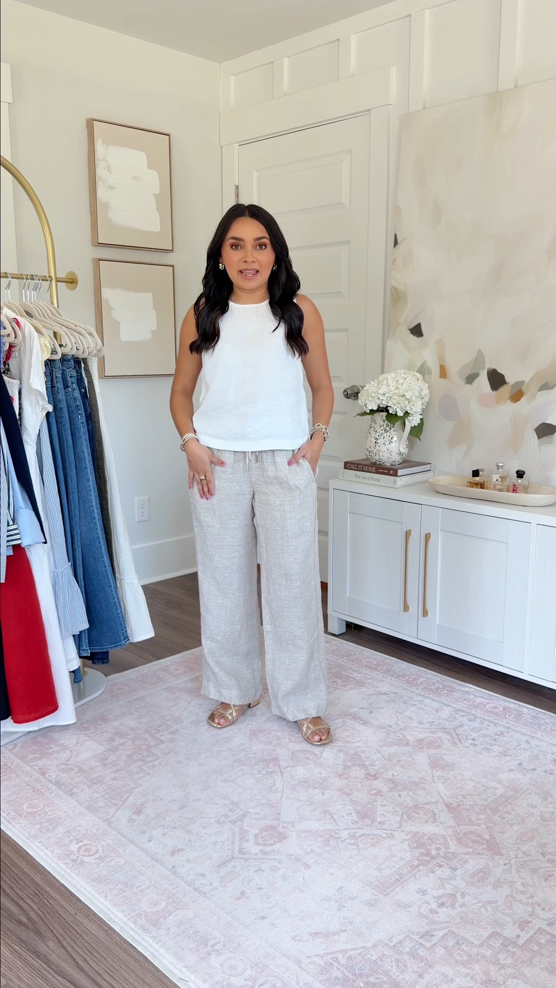 White cropped linen tank size xs TTS
Flax color linen pants size xs 28” TTS

#LTKgrwm #LTKootd #LTKPetite