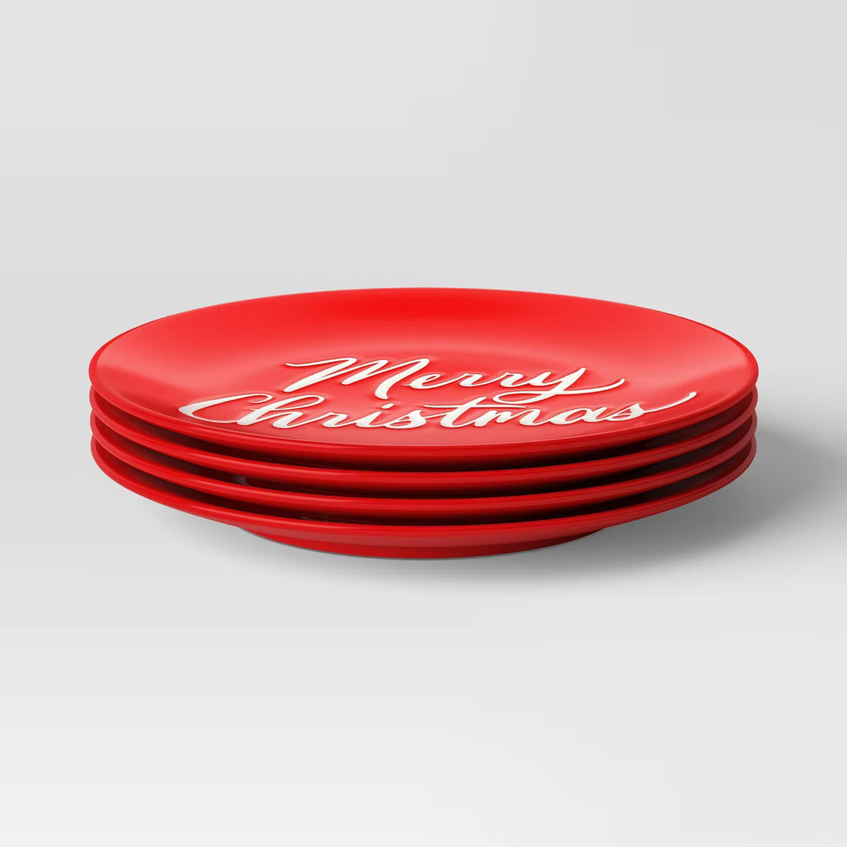 4pc 7" Holiday Stoneware 'Merry Christmas' Appetizer Plate Set Red - Threshold™ | Target