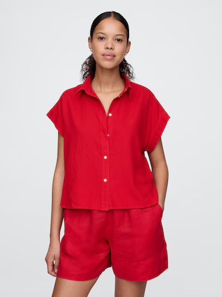 Linen-Blend Cropped Shirt | Gap (US)
