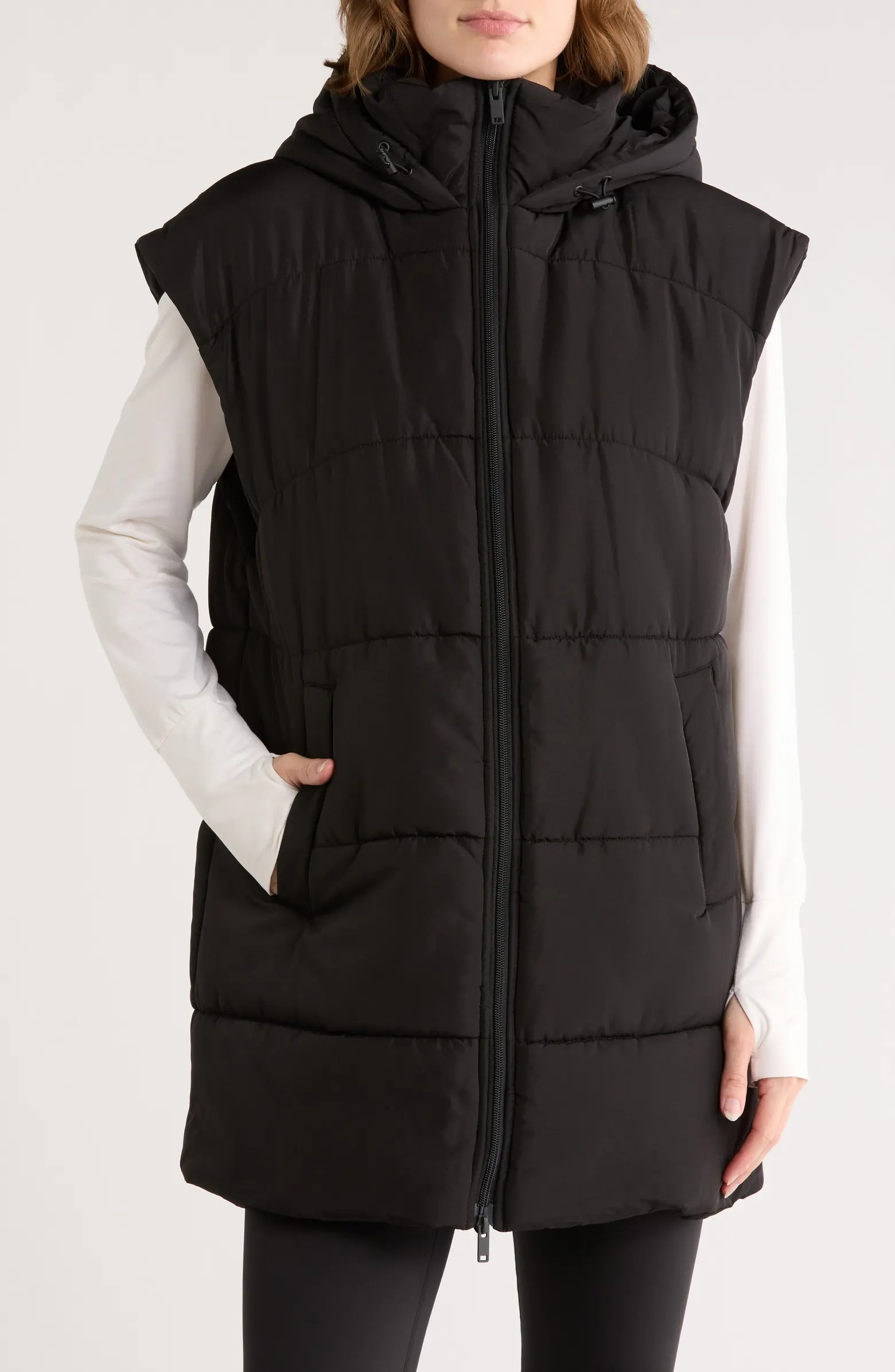 Hooded Long Quilted Vest | Nordstrom Rack