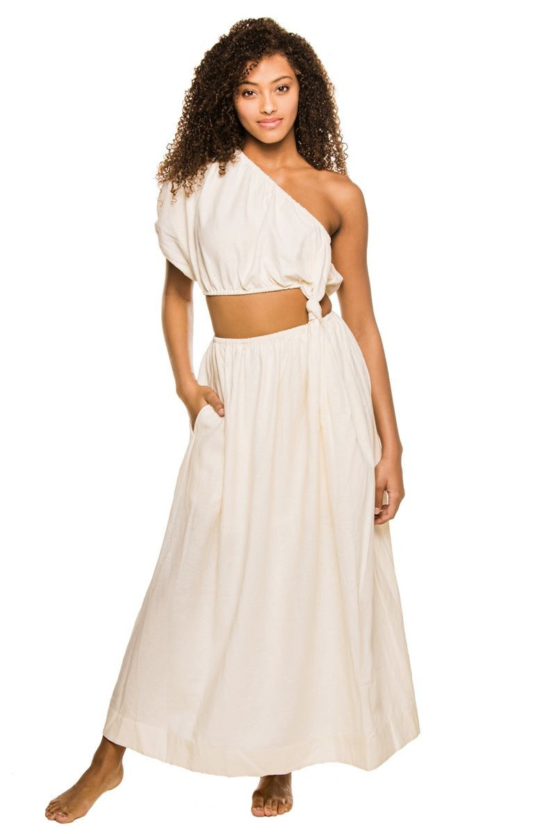 Off-White One Shoulder Midi Dress | Everything But Water
