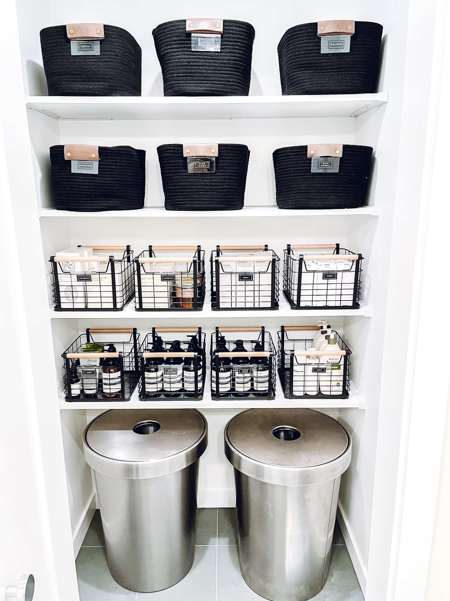 Linen closet organization. Amazon Brother P-Touch and Greencycle. Brightroom Milk Crate and Rope Basket. Home Edit by IDesign clear bin clip. Aesop Citrus Melange Body Cleanser✨

#LTKhome #LTKmens