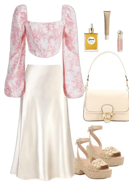 Neutrals Outfit, Business Casual, Spring Outfit, Summer Fashion, Modest Outfits, Modest Fashion, Vacation Outfit, 2024 Outfit Inspo, aesthetic outfit, Coquette Aesthetic, Soft Feminine outfit, Summer Outfit, Vacation Outfit, Satin Midi Skirt, Platform Sandals 

#LTKU #LTKMidsize #LTKStyleTip