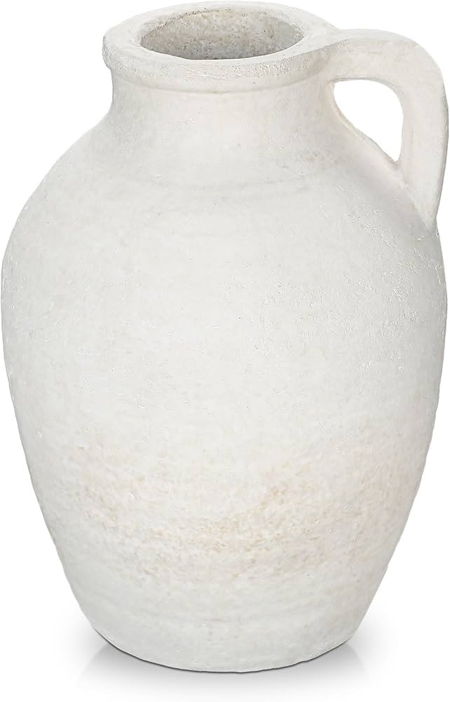 Ceramic Rustic Farmhouse Vase, 9 inch Ceramic White Flower Vase for Centerpieces Pampas Grass Pot... | Amazon (US)
