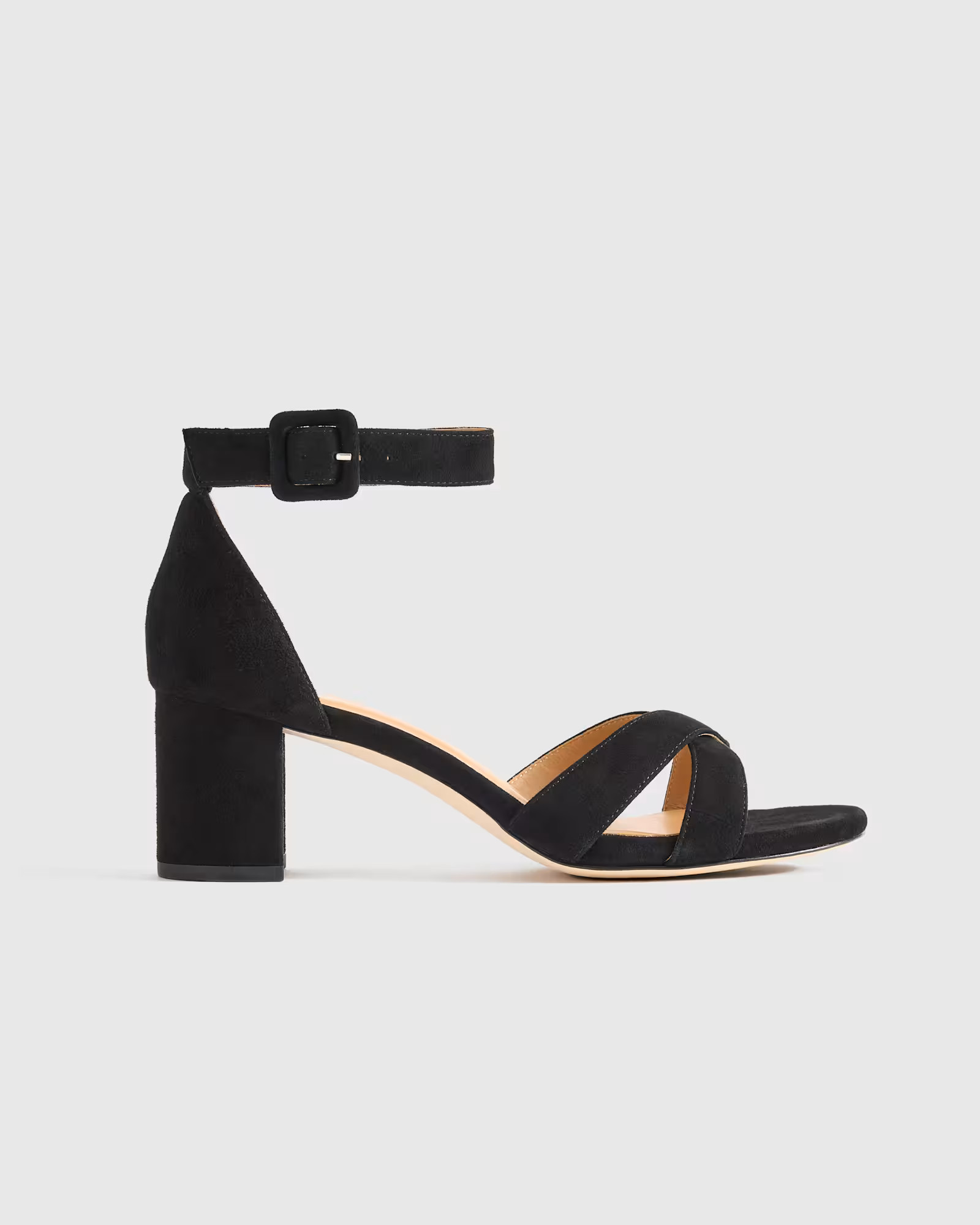 Italian Leather Crisscross Block Heel Sandal | Quince