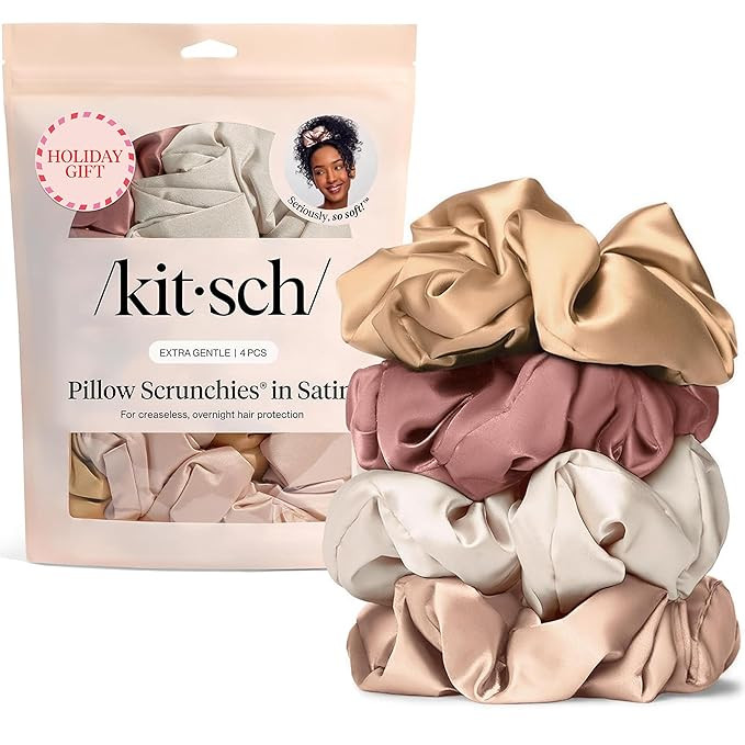 Kitsch Pillow Satin Scrunchies for Women - Hair Ties No Damage, No Crease Hair Accessories | Perf... | Amazon (US)