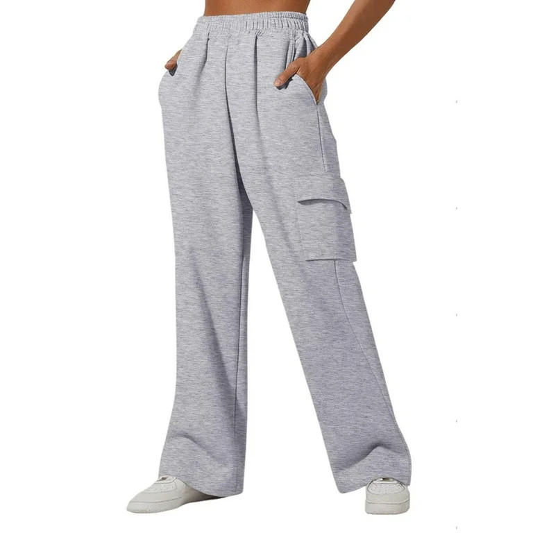 CENGNIAN No Boundaries Women's Pull-on Elastic Waist Cargo Sweatpants,Girl's Baggy Wide Leg Jogge... | Walmart (US)