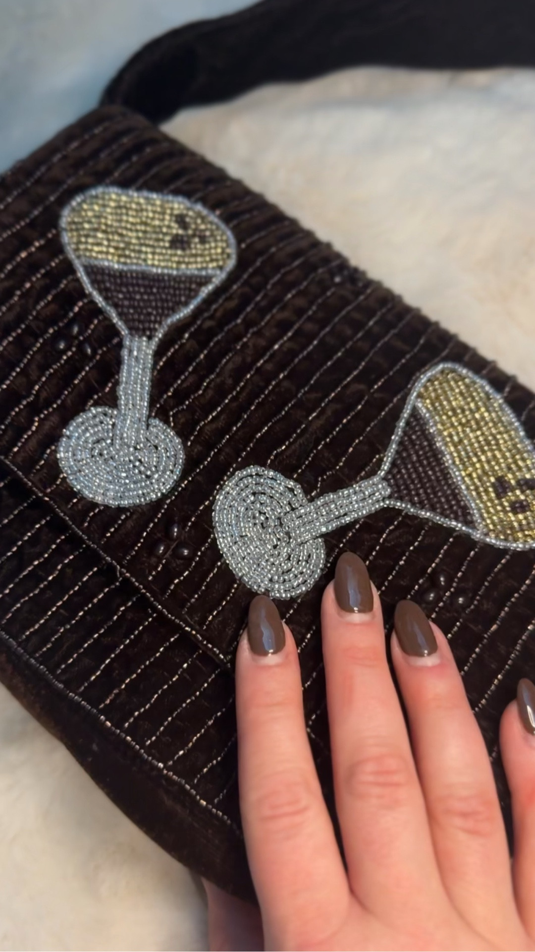I have never grabbed something so fast in my life off of a shelf. She’s beaded, velvety, and so affordable 🤎🤍🍸 @target #EspressoMartini #BeadedBag #BeadedPurse #LTKFashion 

#LTKSeasonal #LTKGiftGuide