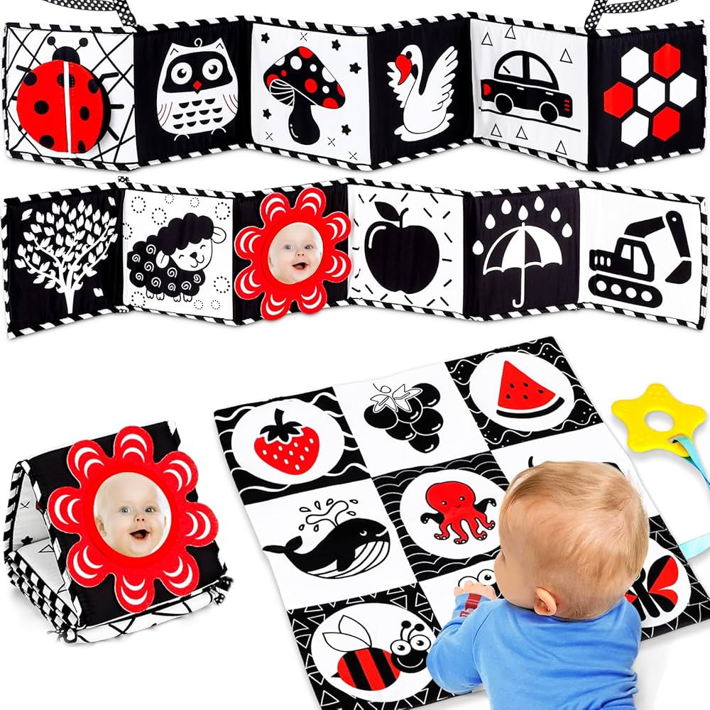 High Contrast Baby Toys for Newborn Infant 0-6 Months Montessori Tummy Time Black and White Senso... | Amazon (US)