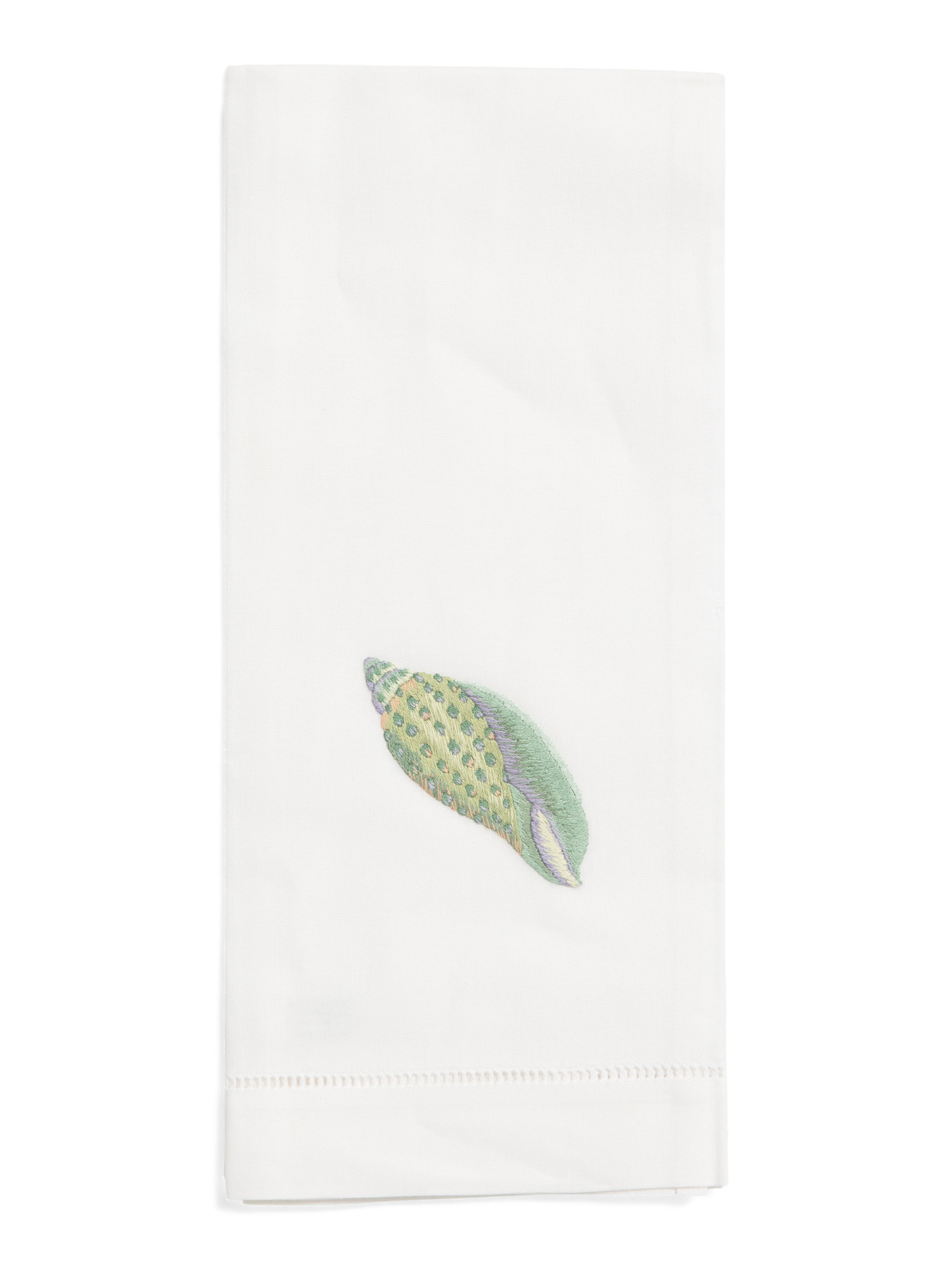 Linen Blend Hand Embroidered Shell Cone Hand Towel | TJ Maxx