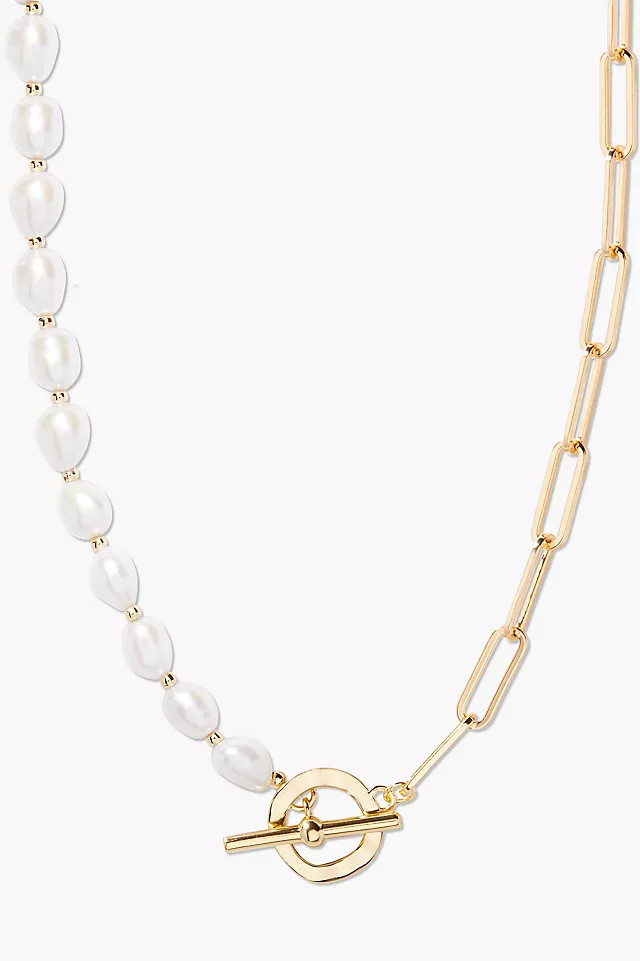 Paperclip Chain Pearl Toggle Necklace | Anthropologie (US)