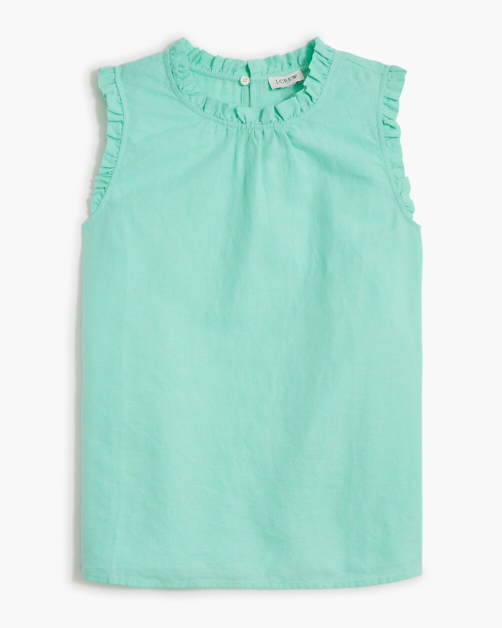 Linen-blend ruffleneck top | J.Crew Factory
