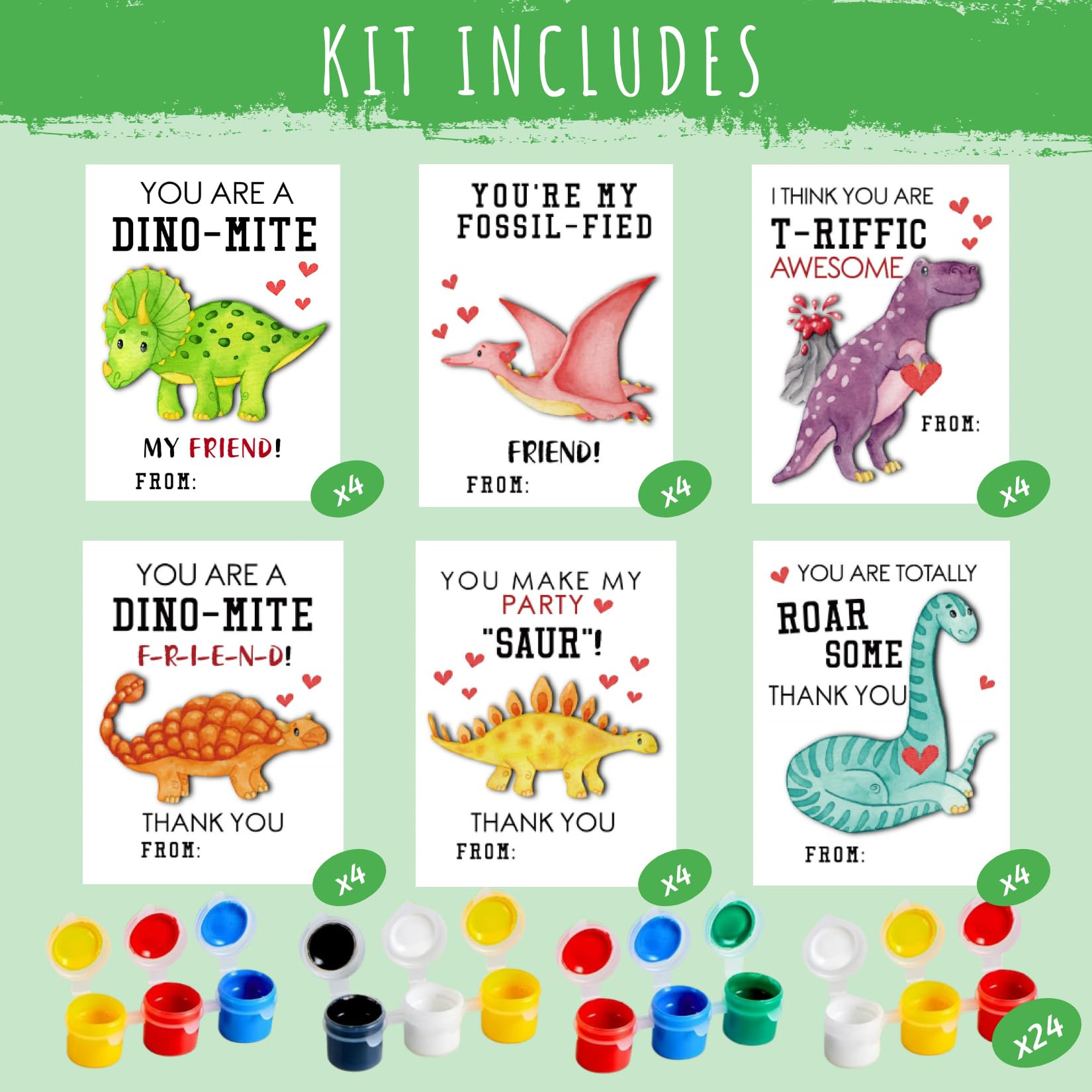 GOGREENWOVEN Dinosaur Party Favors - 24 PCS Dinosaur Birthday Party Supplies - Dinosaur Cards wit... | Amazon (US)