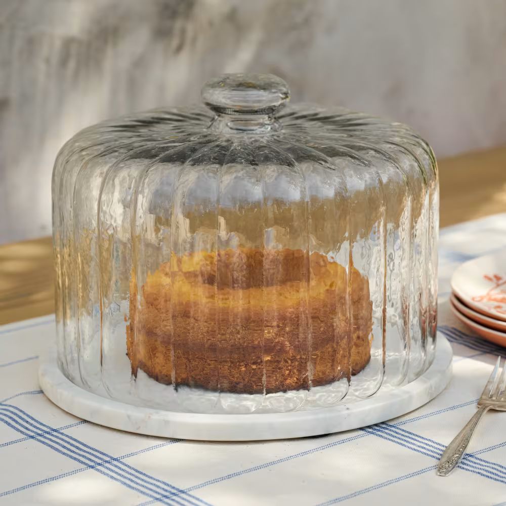 White Marble Fluted Cake Dome | Magnolia