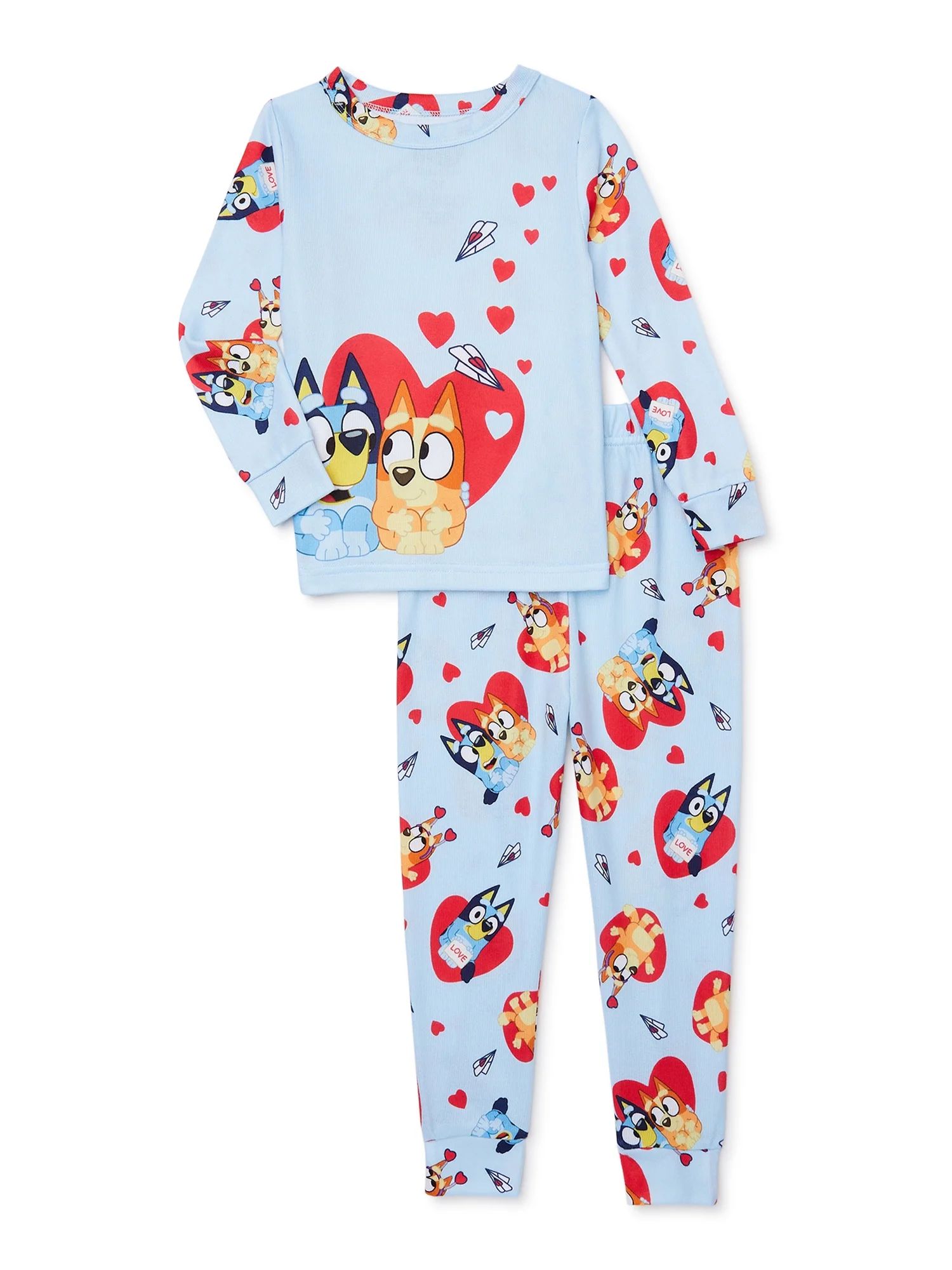 Bluey Toddler Unisex Valentine's Day Pajama Set, 2-Piece, Sizes 12M-5T | Walmart (US)