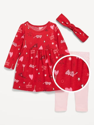 Printed Long-Sleeve Dress, Leggings, and Headband Set for Baby | Old Navy | Old Navy (US)