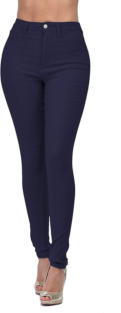 High Waisted-Rise Colored Stretch Skinny Destroyed Ripped Distressed Jeans for Women Olive Mustar... | Amazon (US)