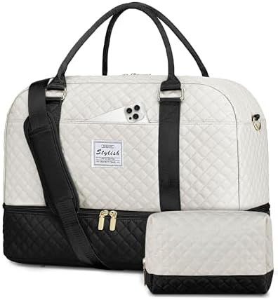 Travel Duffle Weekender Bags for Women: Overnight Bag with Shoe Compartment Carry On Bags with To... | Amazon (US)
