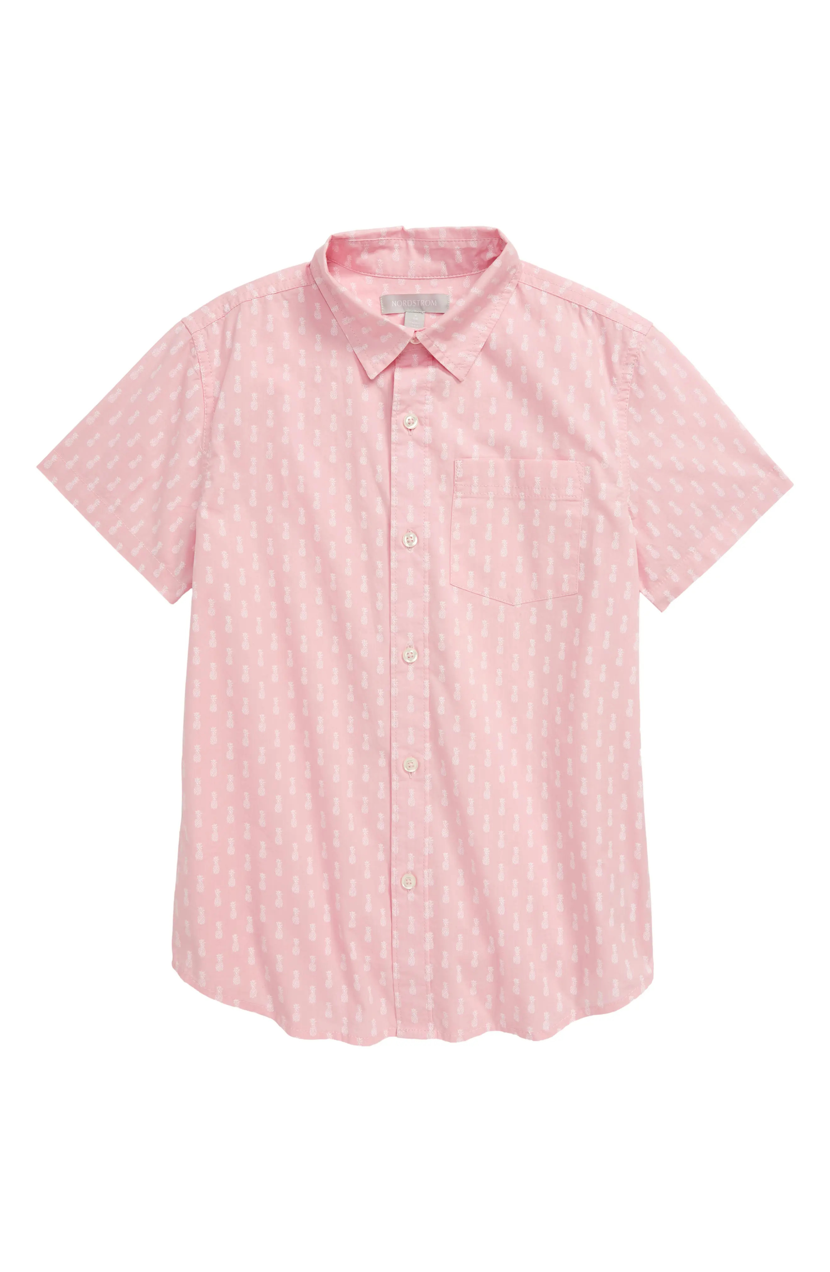 Boy's Nordstrom Cotton Poplin Button-Up Shirt, Size XXL (18-20) - Pink | Nordstrom