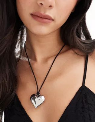 Daisy Street wrap rope tie necklace with silver heart | ASOS | ASOS (Global)