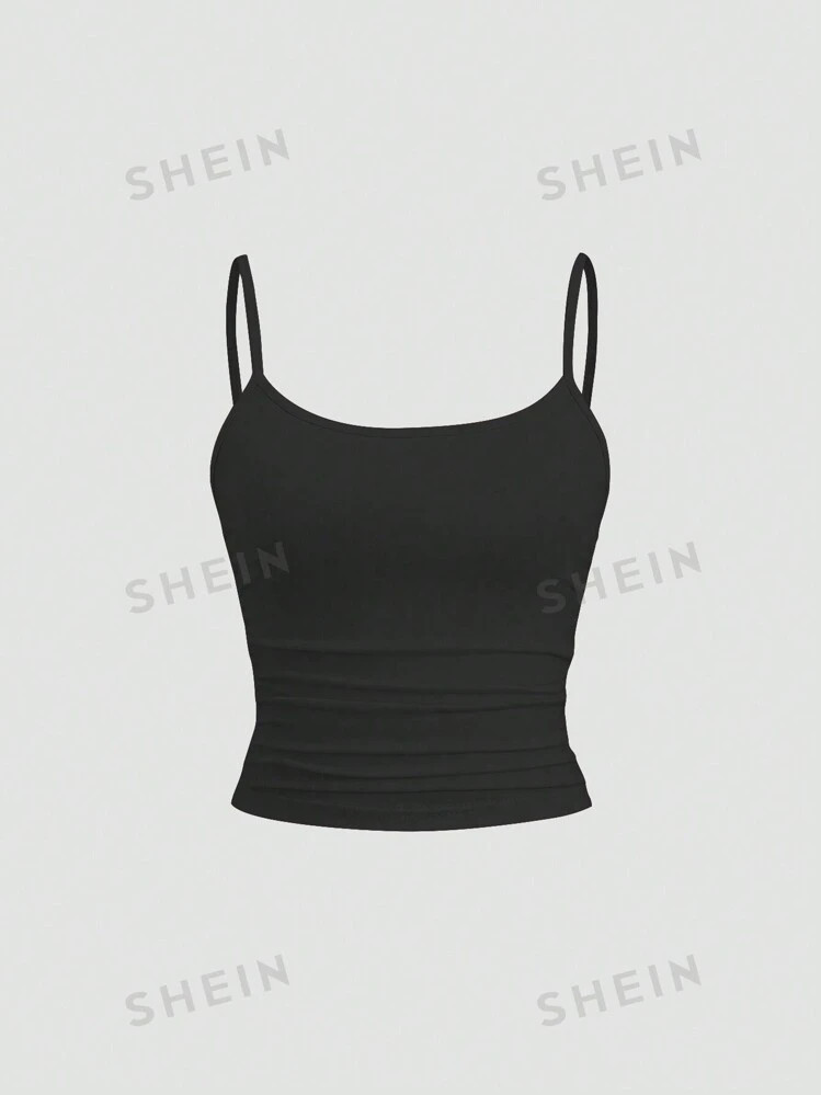 TrendsSHEIN Sweetro Women's Tank Top Waist Ruching Spaghetti Strap Fitted Slim Camisole, Can Be W... | SHEIN