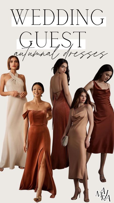 These gorgeous wedding guest dresses are perfect for a fall wedding.  Love the orange and brown tones especially the velvet gowns.  

#LTKwedding #LTKSeasonal #LTKstyletip