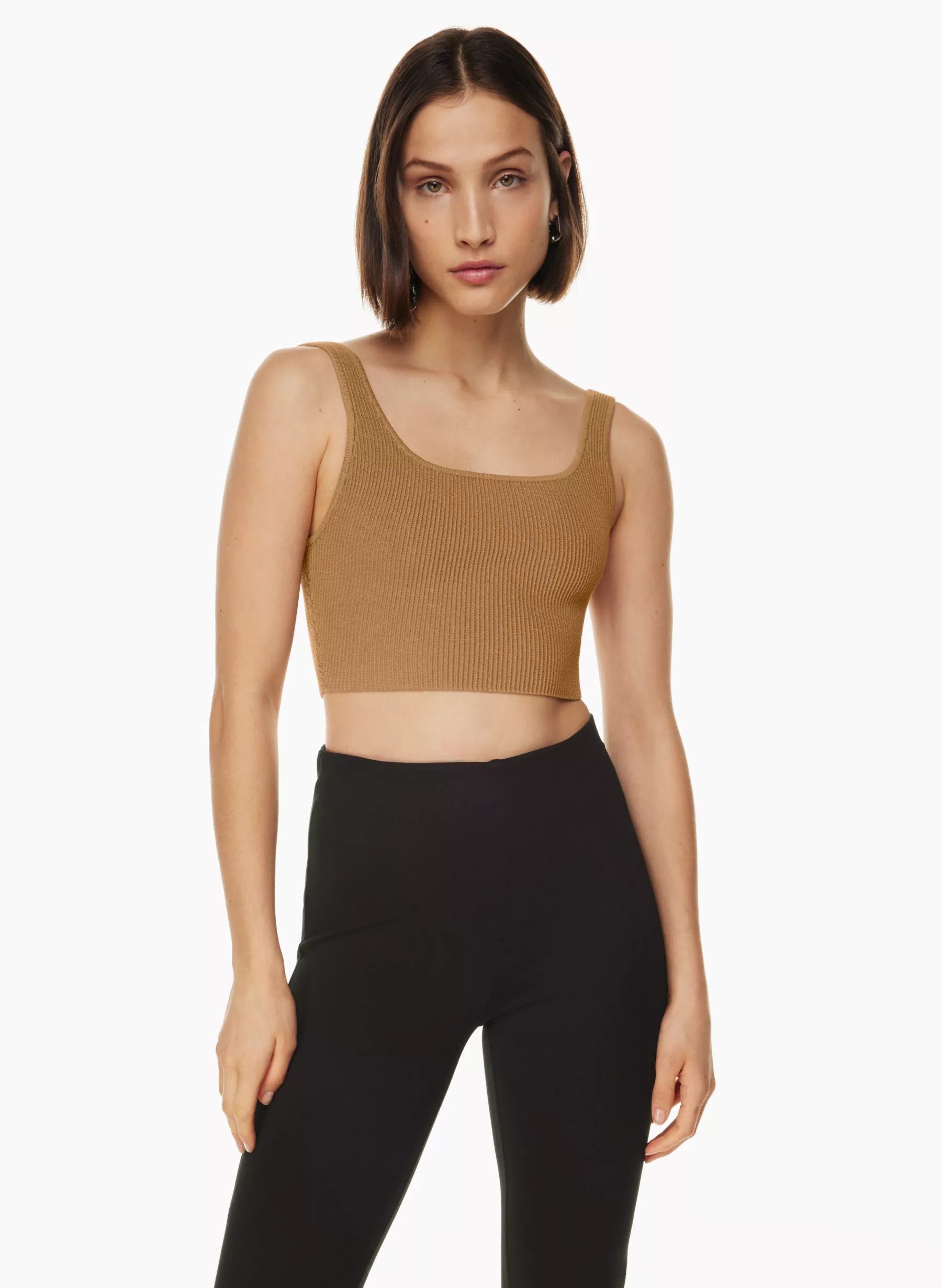 SCULPT KNIT SQUARENECK CROPPED TANK | Aritzia