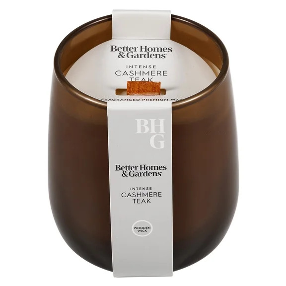 Better Homes & Gardens Intense Cashmere Teak Wooden 1-Wick Jar Candle, 14.5 oz | Walmart (US)