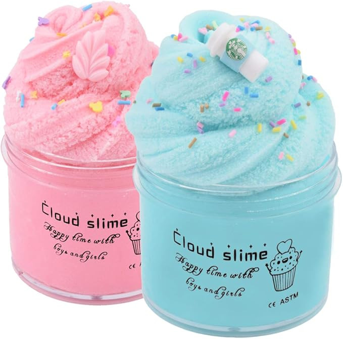 HUNDUN 2 Pack Cloud Slime Blue and Pink Supplies Stress Relief Toy Scented DIY Putty Sludge Toy G... | Amazon (US)