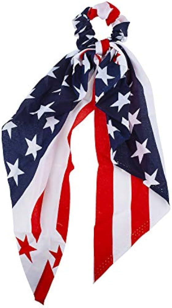 Lux Accessories July 4th American Flag Navy Blue Red White Stars Hair Ties | Amazon (US)