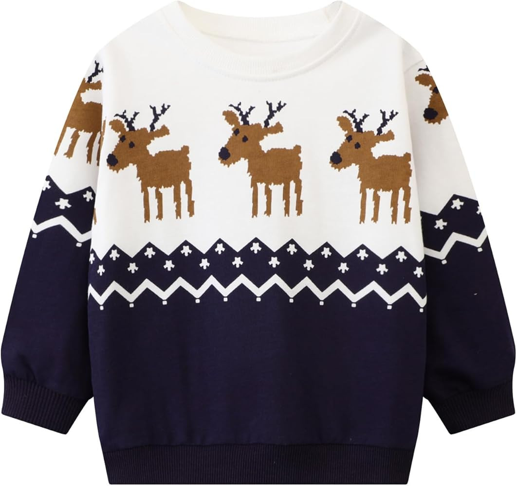 HILEELANG Toddler Boy Sweatshirts Crewneck Long Sleeve Pullover Cotton Graphic Christmas Clothing | Amazon (US)