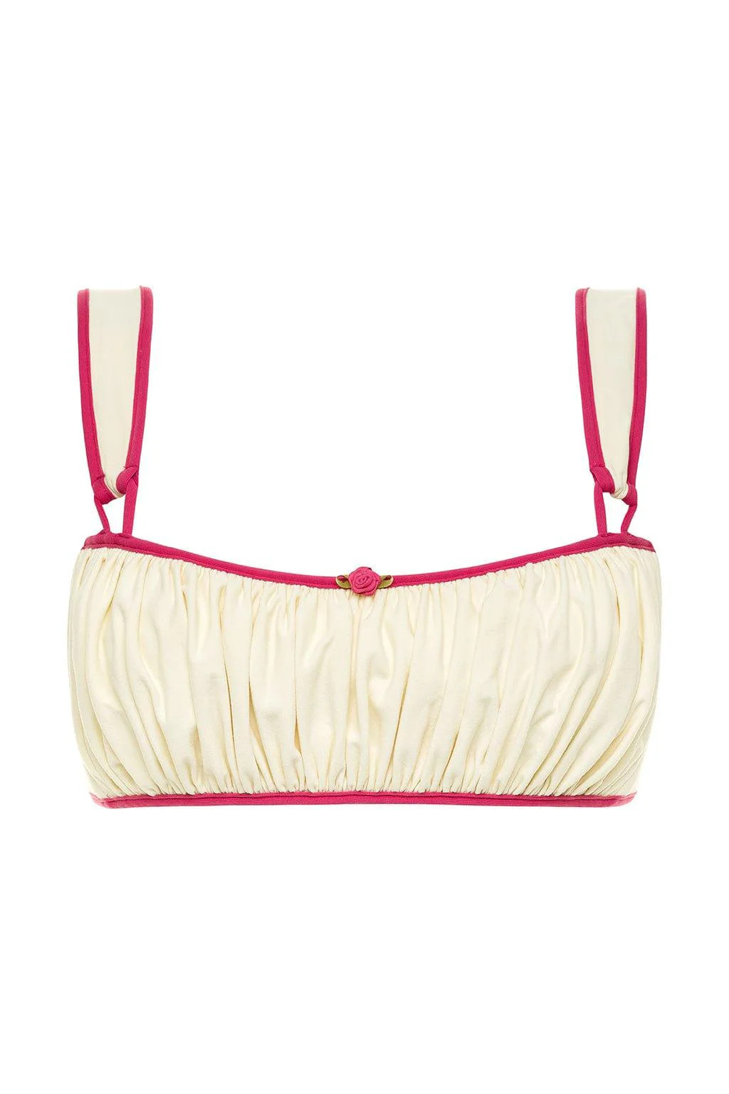 Cream Raspberry Binded Victoria Bikini Top | Montce