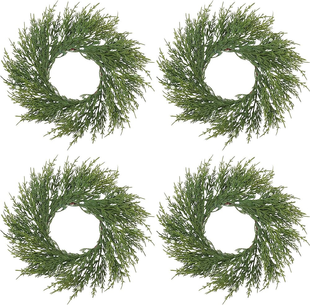 SARO LIFESTYLE Artificial Cypress Wreath - Set of 4, 9.5" x 9.5", Green | Amazon (US)