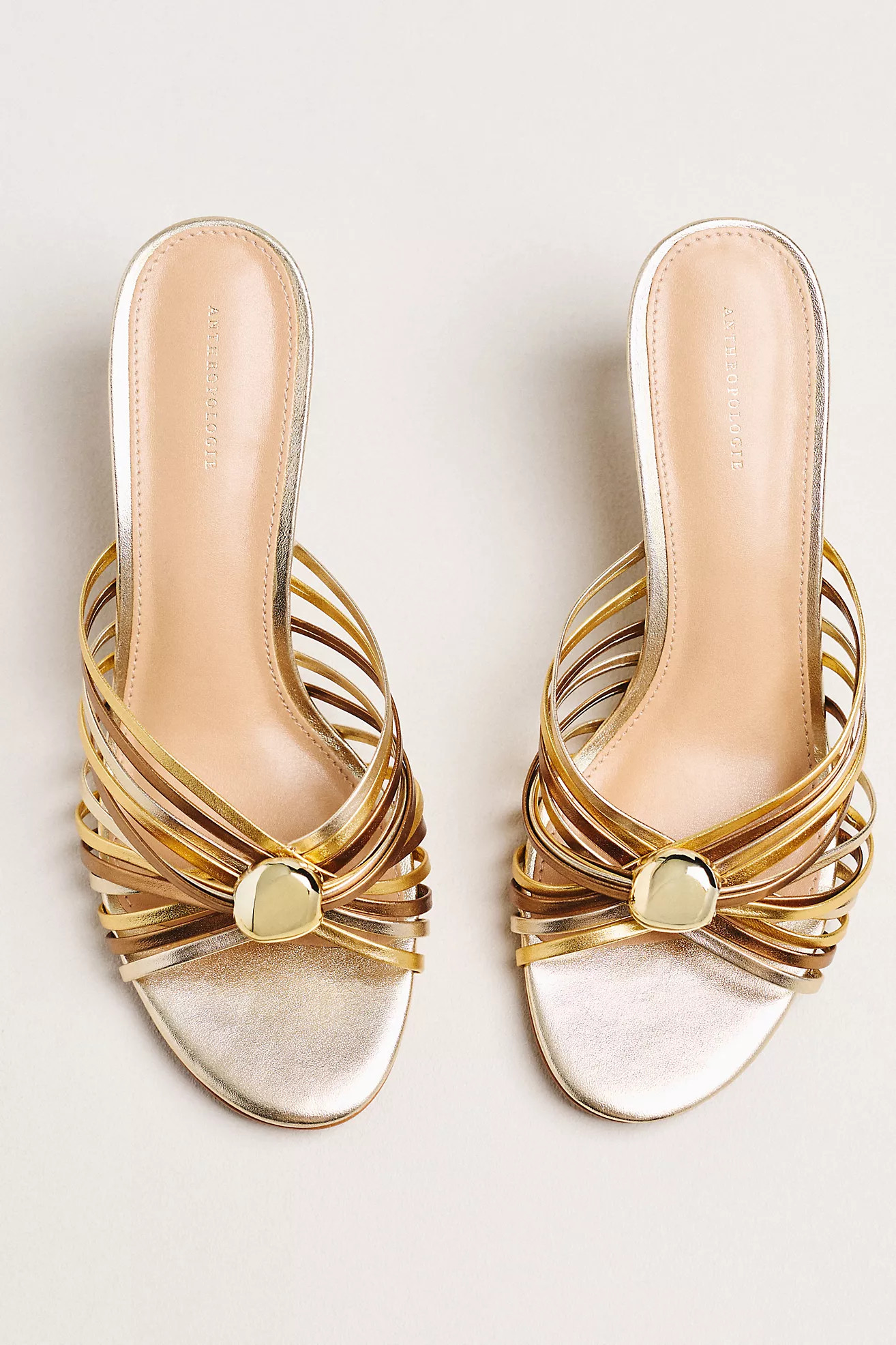 By Anthropologie Strappy Metallic Kitten Heel Sandals | Anthropologie (US)