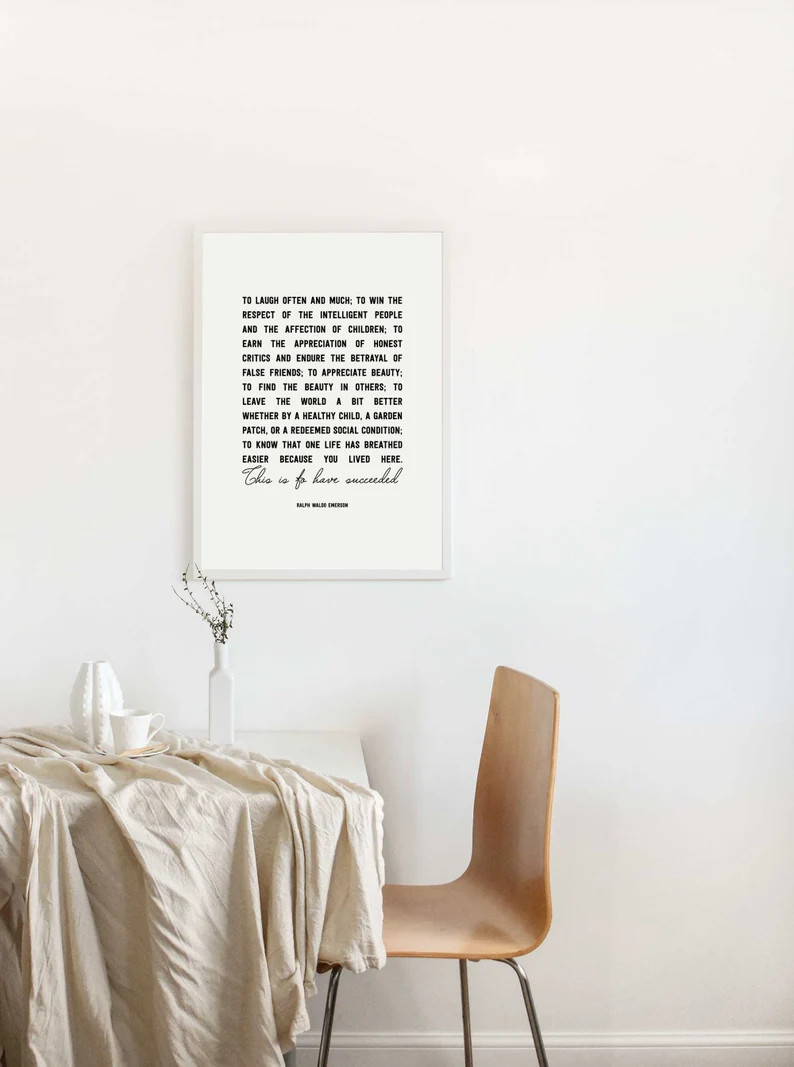 To laugh often and much, Ralph Waldo Emerson quote poster, inspirational gifts, motivational wall... | Etsy (US)