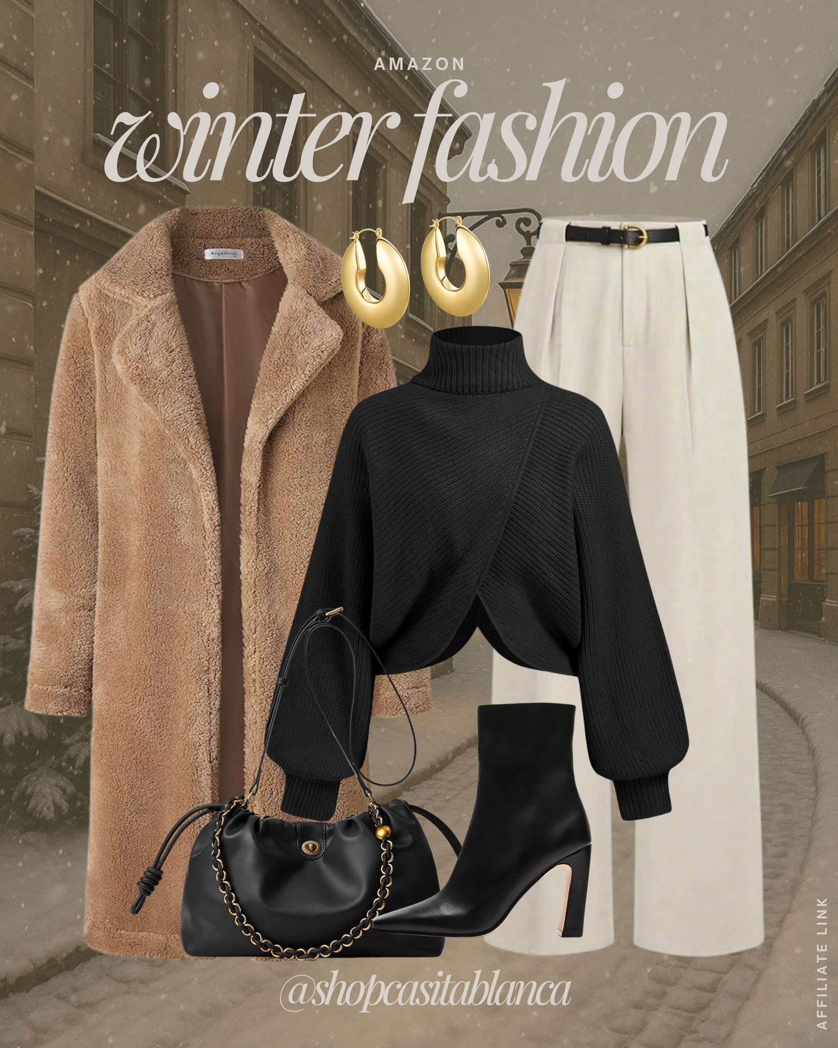 Effortless winter style ❄️
This look is all about polished but cozy — soft textures, clean lines, and classic neutrals that feel elevated without trying too hard.

🖤 black wrap sweater (so chic with high-waisted trousers)
🤎 teddy coat that’s basically wearable warmth
👜 chain bag + heeled boots = instant polish

It’s giving “city stroll with a latte in hand” energy ☕️

#AmazonFashion #WinterStyle #CozyChic #NeutralOutfits #WinterWardrobe #AmazonFinds 

 #LTKSeasonal #LTKFindsUnder50 #LTKStyleTip