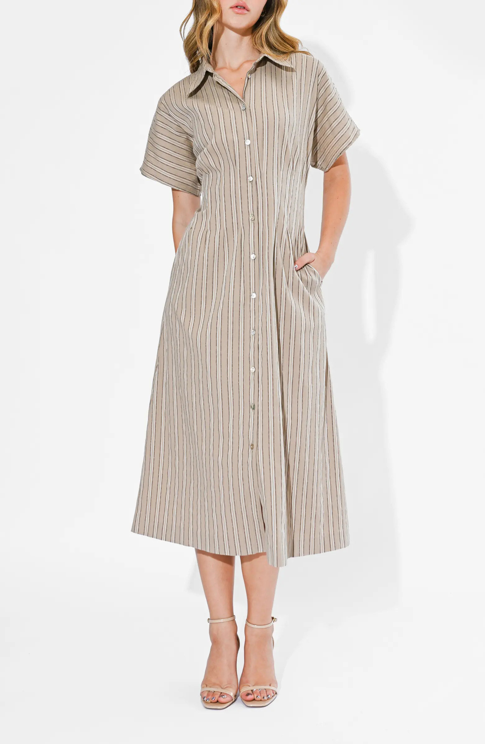 Audrey Stripe Cotton Blend Shirtdress | Nordstrom