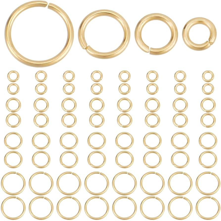 Beebeecraft 1 Box 600Pcs 4/5/6/8mm Open Jump Rings 18K Gold Plated Stainless Steel Single Loop Ju... | Amazon (US)