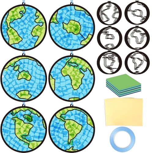 Qyeahkj 36 Set Happy Earth Day Suncatchers Crafts for Kids DIY April 22 Window Tissue Paper Craft Kit Hanging Decor for Earth Day Classroom Home Activity Art Project Birthday Party Favor | Amazon (US)