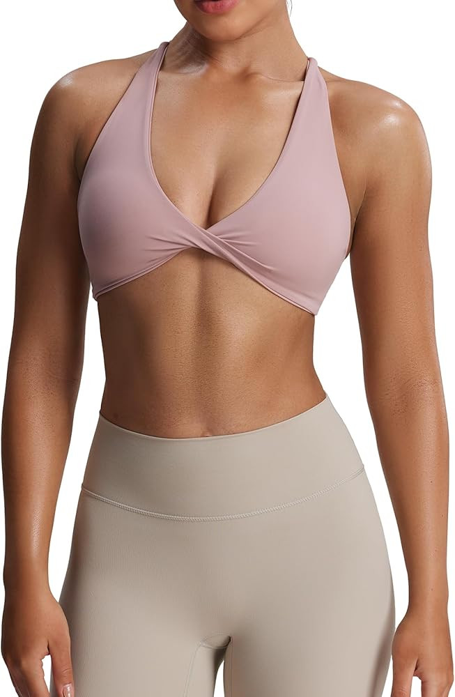 Aoxjox Women's Workout Sports Bras Fitness Metamorph Sienna Twist Bra Yoga Crop Tank | Amazon (US)