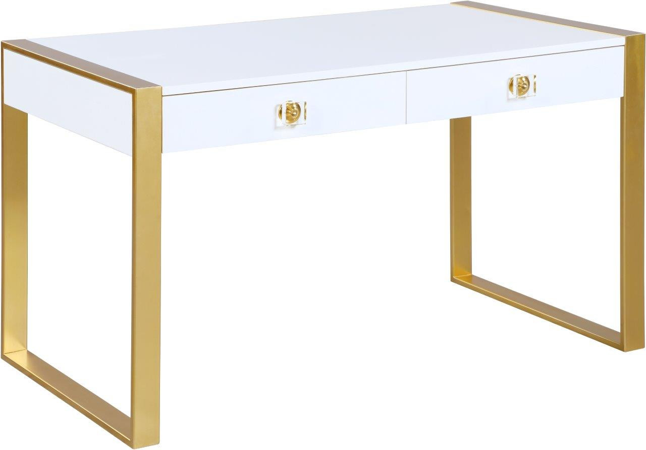 Victoria White and Gold Desk Or Console | 1stopbedrooms