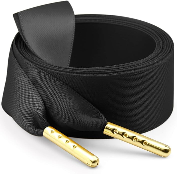 Ribbon Satin Sneakers Shoelaces: 2 Pair 22mm Wide Flat Silk Shoe Laces | Amazon (US)