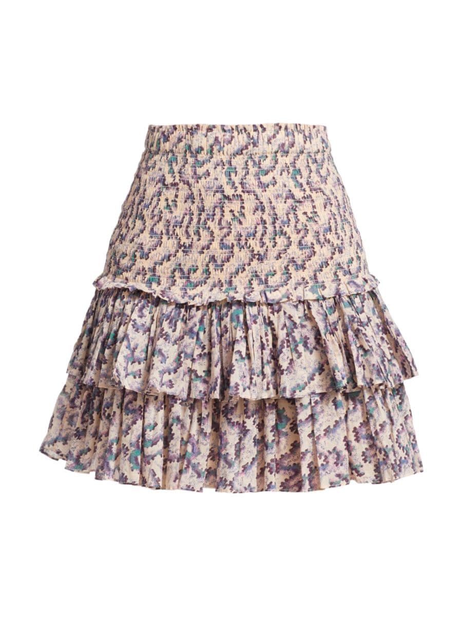 Naomi Smocked Pritned Miniskirt | Saks Fifth Avenue