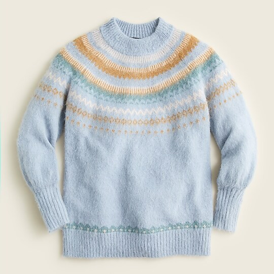 Fair Isle yoke puff-sleeve sweater | J. Crew US