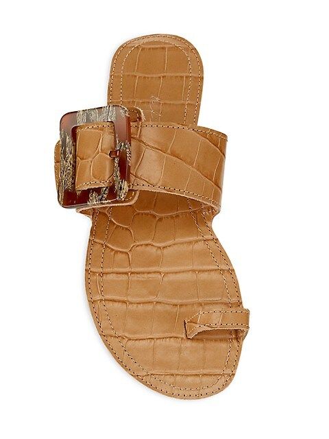Definery The Loop Ring Croc-Embossed Leather Sandals | Saks Fifth Avenue