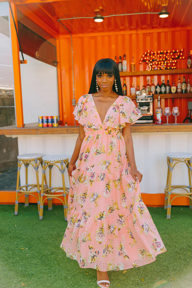 BuddyLove | Cece Flutter Sleeve Maxi Dress | Irish Rose | BuddyLove