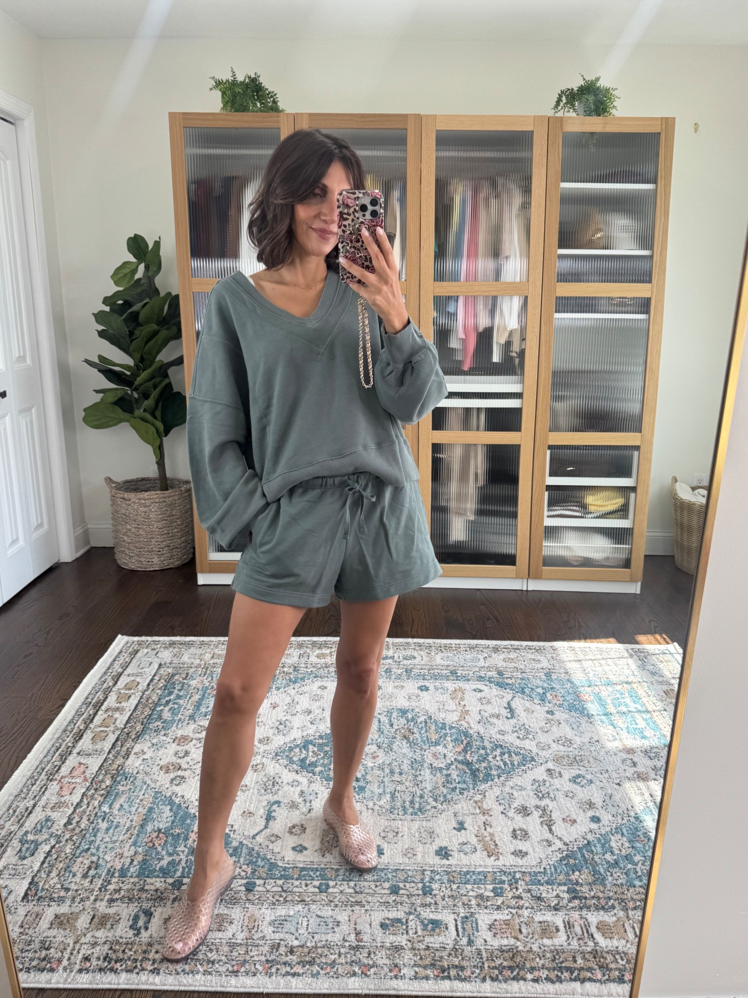 Love this v neck style 
Wearing small in top but would have preferred xs 
Wearing small in shorts and like the fit 

#LTKxAerie #LTKActive