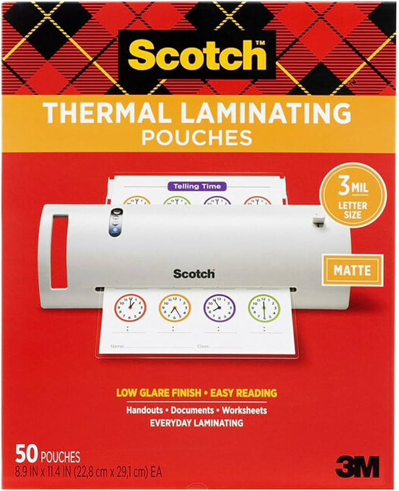 Scotch Matte Thermal Laminating Pouches, Ultra Clear with Matte Finish, Letter Size 8.9 in x 11.4... | Amazon (US)