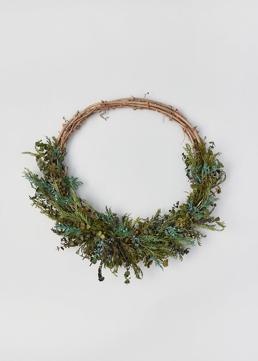 Preserved Juniper and Cedar Christmas Wreath - 22" | Afloral