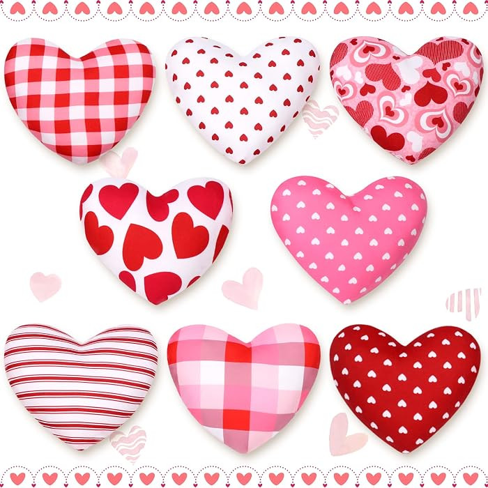 Valentines Ornaments Fabric Hearts,8PCS Heart Shape Ornaments for Tree,Buffalo Check Heart Weddin... | Amazon (US)
